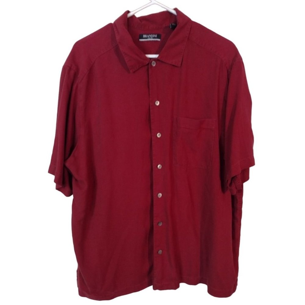 Men's XL‎ Pure Silk Brandini Short Sleeve Button Up